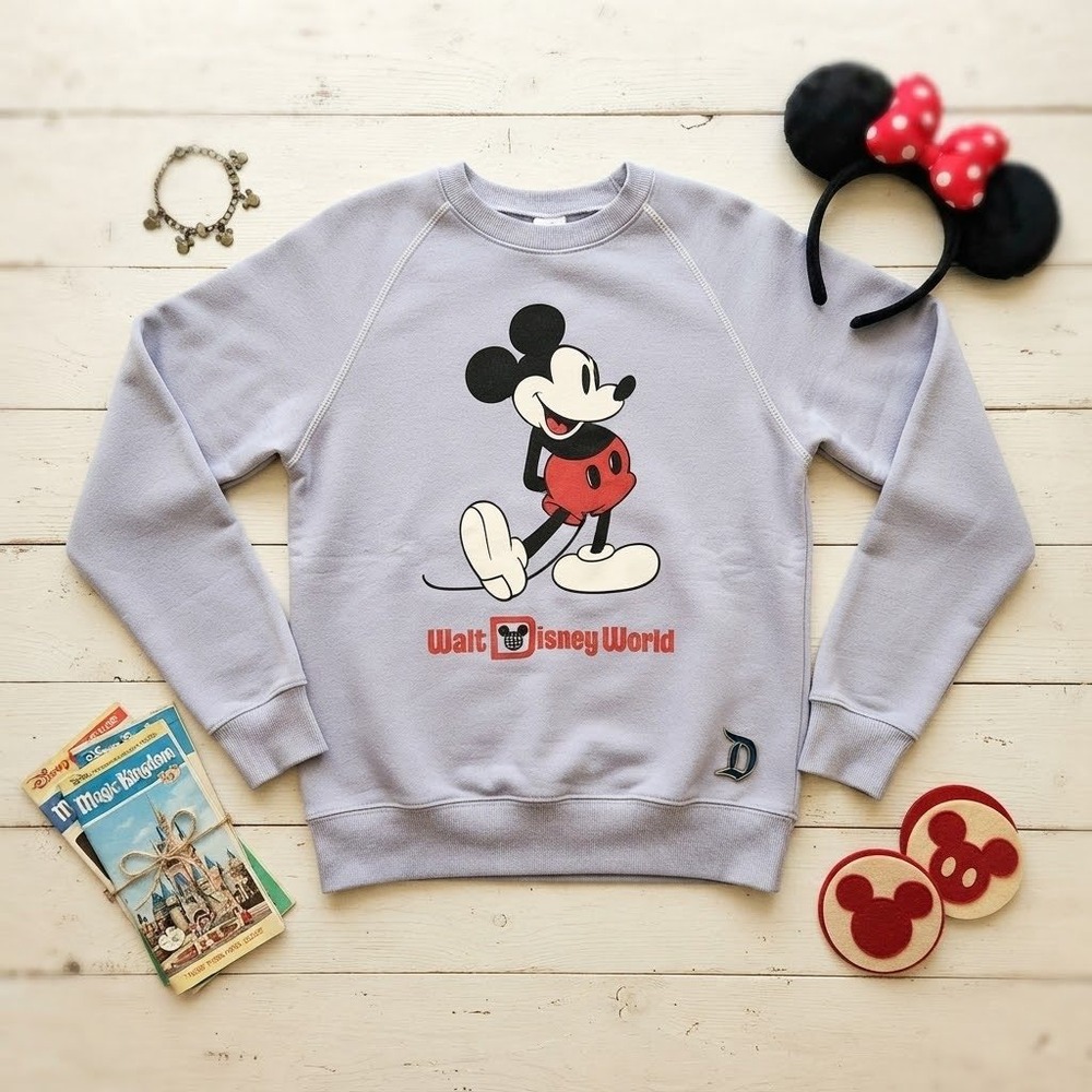 Disney World Mickey Mouse Raglan Sweatshirt Light Blue Small US S EU S
